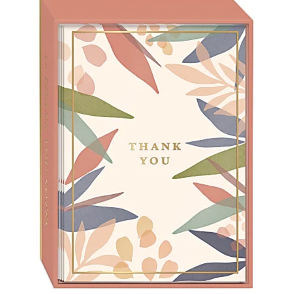 New Lady Jayne Thank You Boxed Cards 3-1/2" x 5" Layered Leaves Pk Of 12 Cards